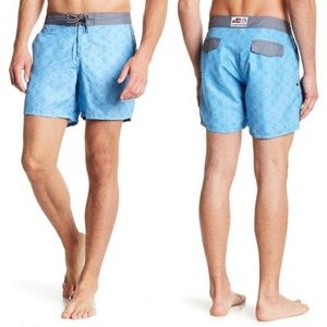 Mr. Swim Mens Chuck Maze Blue Swim Trunks Size 36